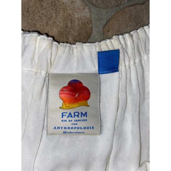 Farm Rio Elliot Boho Off the Shoulder Crochet Wide-Leg Jumpsuit- White, Size XS - Picture 6 of 6